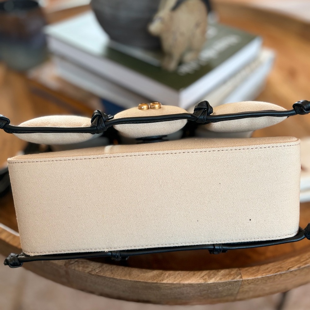 cult gaia Beige Shoulder Bag with Black Knot Grid - Picture 6 of 7
